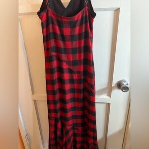 Denim & Supply Ralph Lauren Black and Red Plaid Maxi Dress